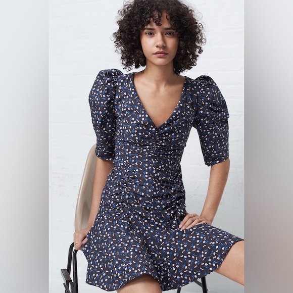 Rebecca Taylor Women’s Size M La Vie Posey Print Ruched Floral Dress - Picture 1 of 3